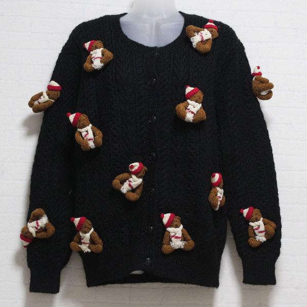 黒ニットくまモチーフカーディガン - ピンクハウス通販｜リサイクル