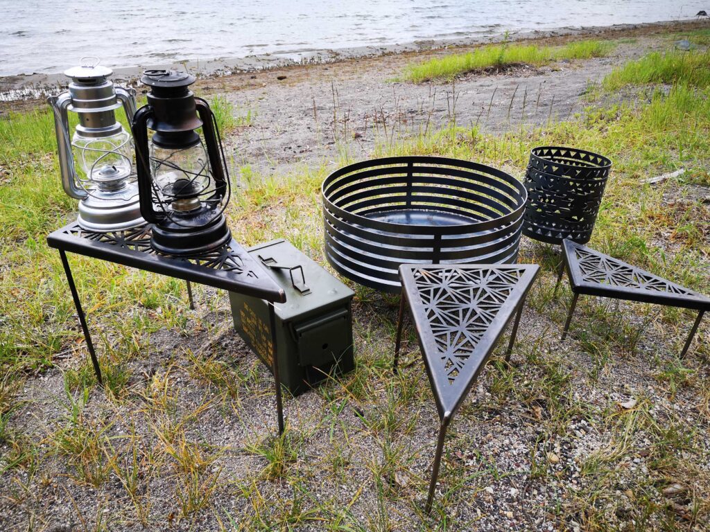 サンゾクマウンテンデルタス風 虎柄天板3セットアイアンテーブル五徳 サン