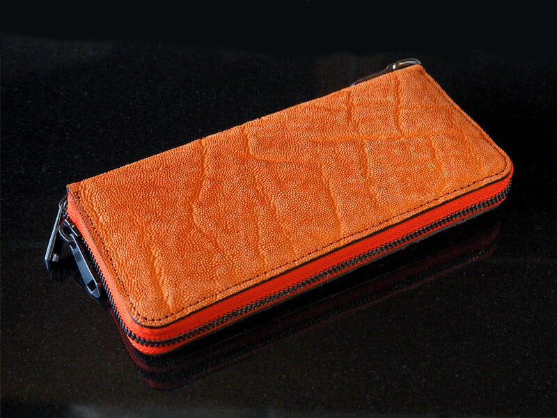 ZOO(ズー) 財布 長財布 象革 ラウンドファスナー オレンジ オセロット