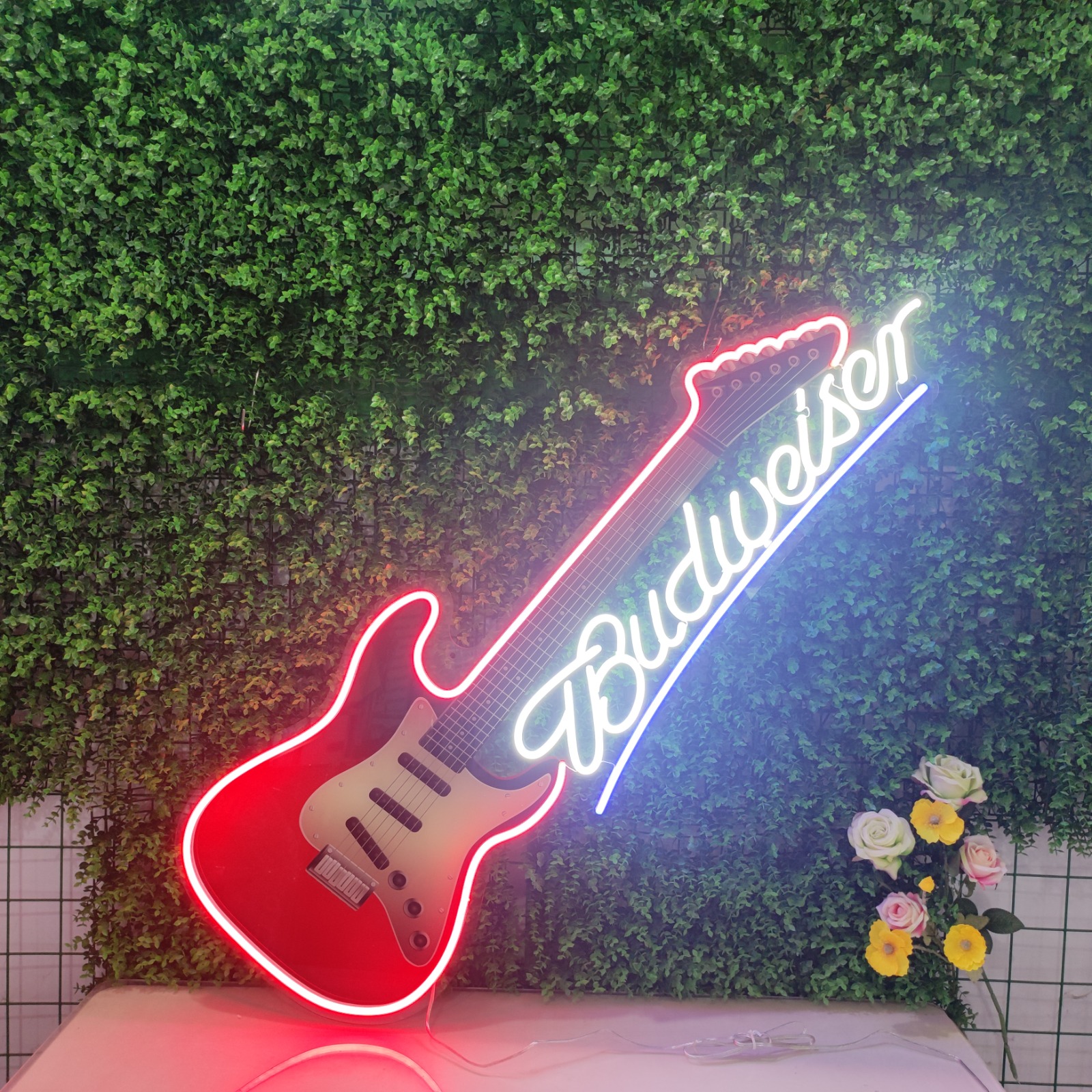 Budweiser guitar neon Sign best bar decor for creating 90s vibe