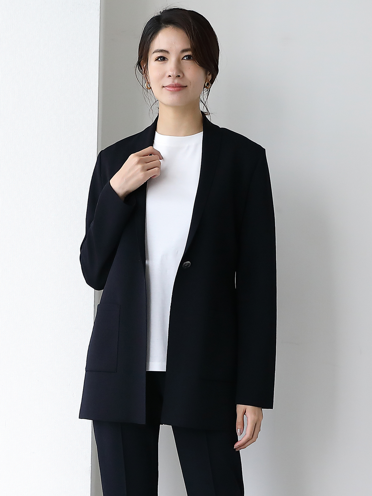 ミラノリブニットジャケット/ブラック | Factelier (ファクトリエ)