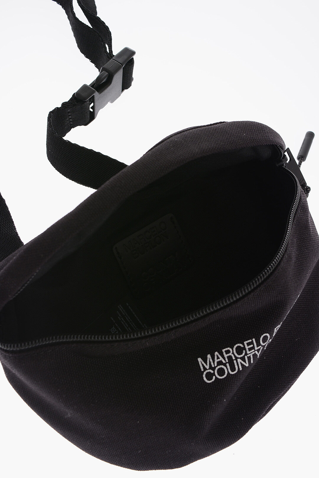 Marcelo Burlon Solid Color Bum Bag with Printed Contrasting Logo