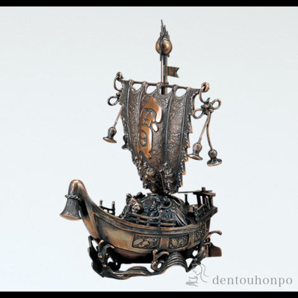 送料無料】 銅製 新宝船 古手色 / 置物 七福神 恵比寿 大黒 幸運 高岡