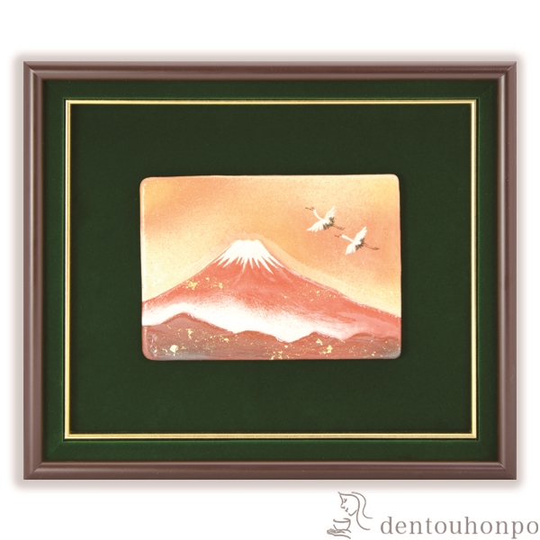 送料無料】 陶額 翔鶴赤富士 / 置物 額飾り 陶板 陶板画 法人 アート