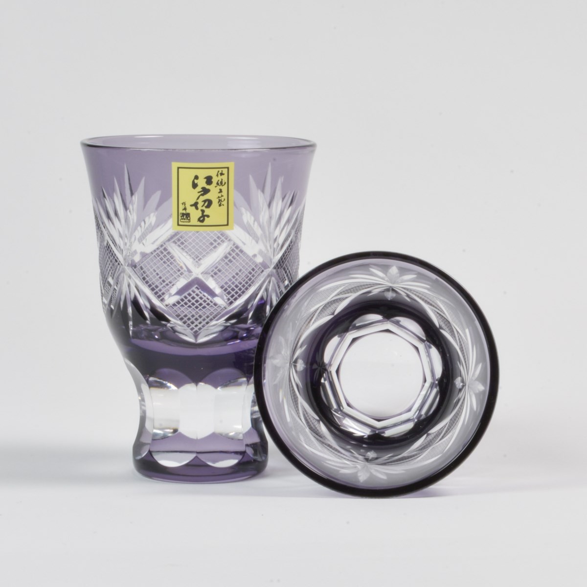 昭和レトロ アンティーク切り子紫ガラスと銀の蓋のセット三越 昭和