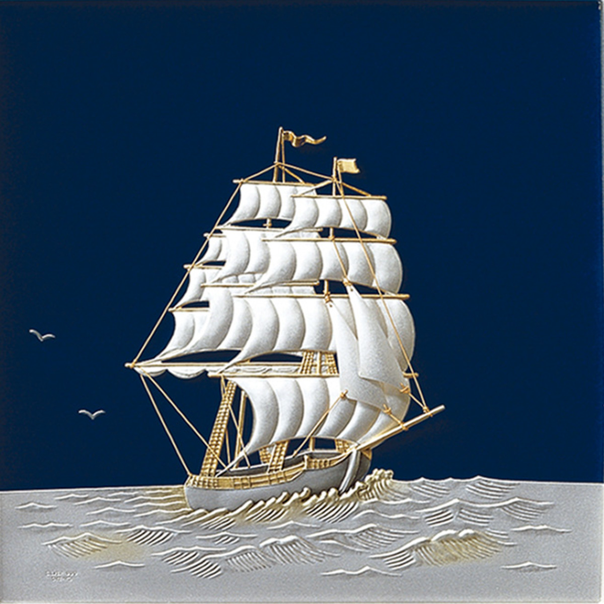 送料無料】 銀製 額 帆船 A 30g / 武比古 額縁 飾り フレーム 人気