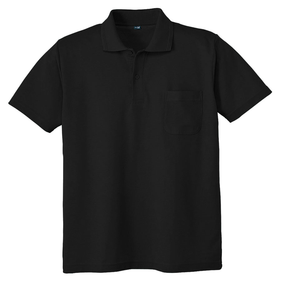 鹿の子 半袖ポロシャツ 001 80 ブラック| 作業服・作業着