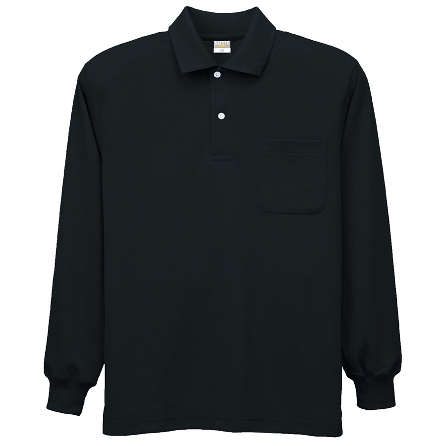 DRY 帯電防止長袖ポロシャツ 8119 80 ブラック| 作業服・作業