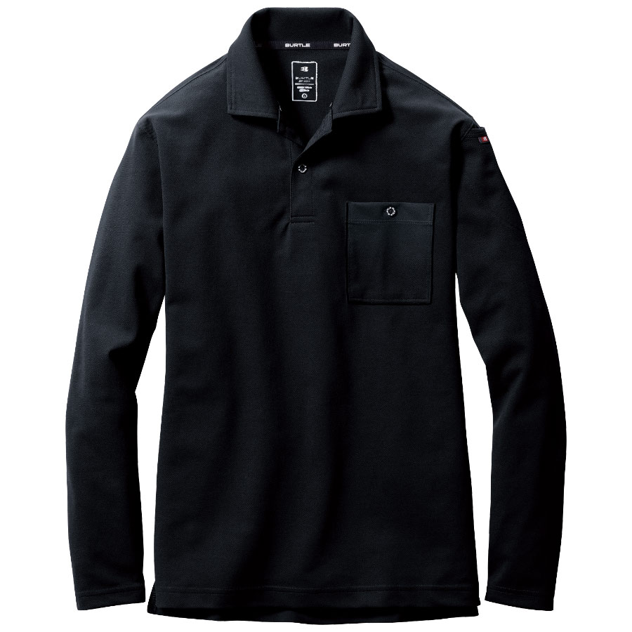 長袖ポロシャツ ユニセックス 665－035 ブラック （6L