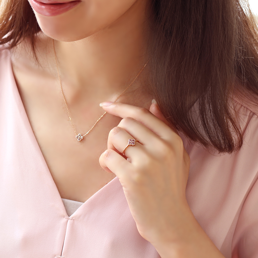 ビズー公式】シャンパン ガーネット ダイヤモンド K18(18金) リング