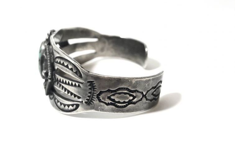 40〜50´s VINTAGE INDIAN JEWELRY NAVAJO族 BANGLE SILVER×TURQUOISE