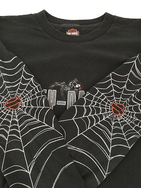 古着 00s USA製 HARLEY DAVIDSON クモの巣 スパイダー 長袖 Tシャツ