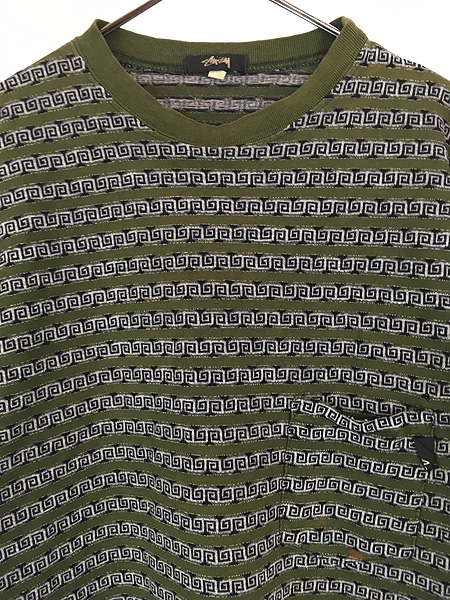 古着 80s STUSSY 最初期 黒タグ 100%コットン ジャガード ボーダー