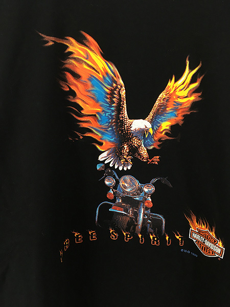 古着 90s HARLEY DAVIDSON ファイヤー イーグル バイク グラフィック
