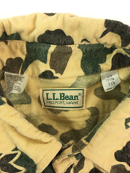 古着 80s USA製 LL Bean ダックハンター カモ 迷彩 フランネル シャツ