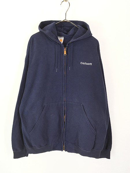 古着 00s Carhartt ワンポイント ソリッド スウェット ジップ パーカー