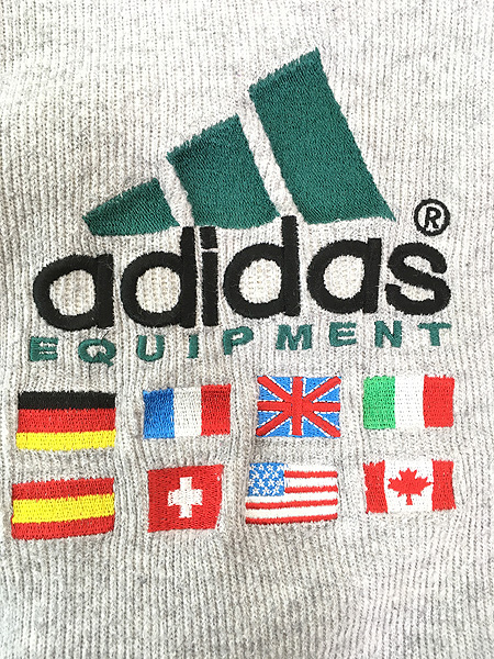 古着 90s adidas EQUIPMENT 万国旗 フラッグ ロゴ 刺しゅう ハイネック