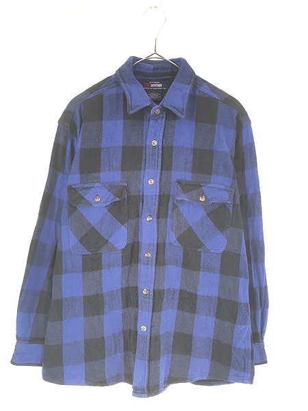 古着 00s FIVE BROTHER 好配色 ブラック × ブルー ブロック チェック
