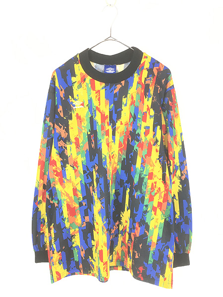 古着 90s USA製 UMBRO カラフル アート ストライプ キーパー ゲーム