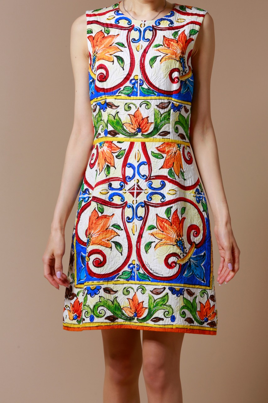 DOLCE＆GABBANA マヨルカ柄ジャガード織ミニワンピース｜ハイブランド