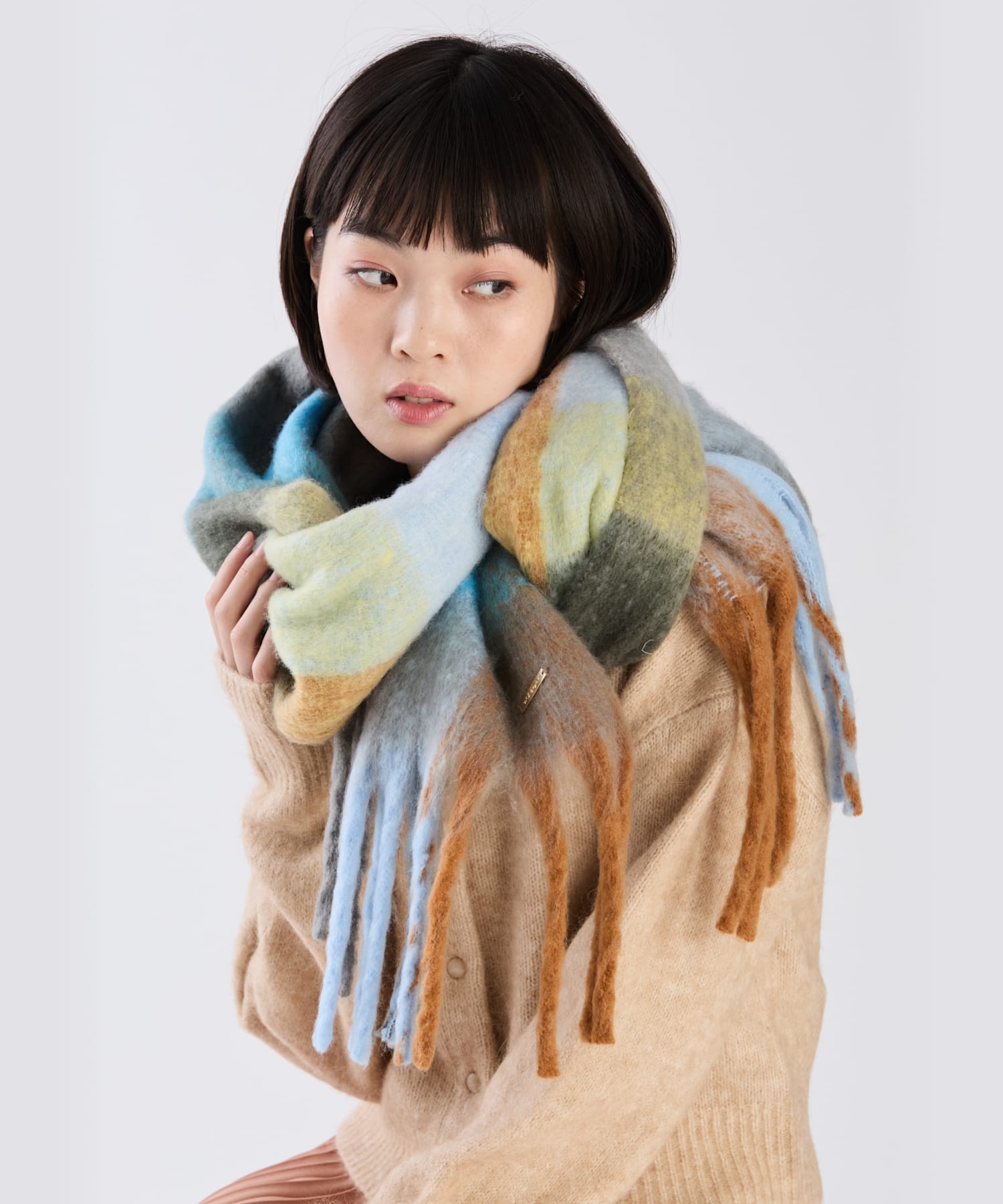 WW81 ECHARPE ブロックチェックストール ｜To b. by agnès b