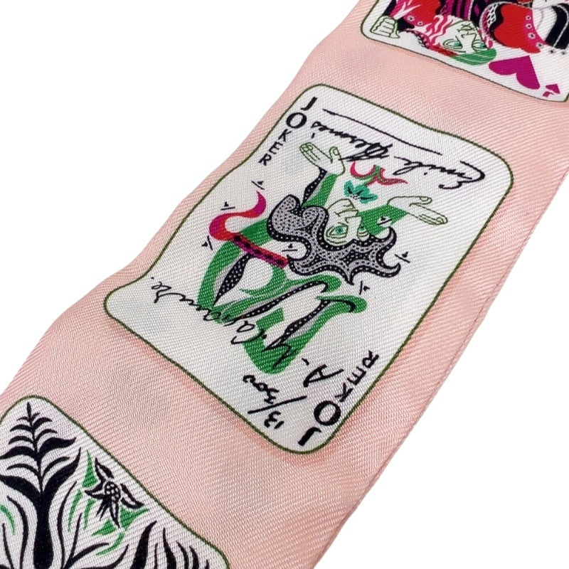 エルメス HERMES ツイリー トランプ JEU DE CARTES ピンク シルク
