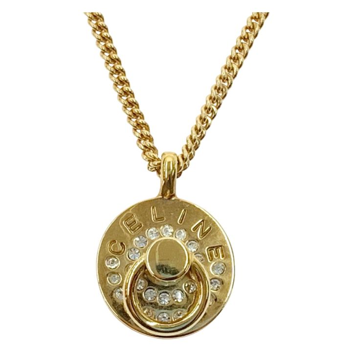 CELINE セリーヌ ヴィンテージ ロゴ ラウンド GP ラインストーン