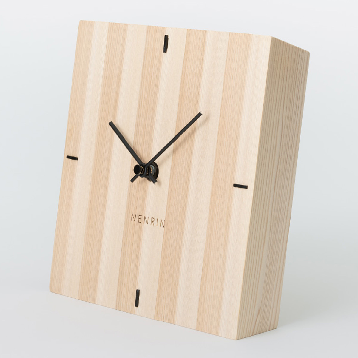 NENRIN CLOCK 175 縞 壁掛け兼置き時計 〔サイズ：W175×H175×D40mm