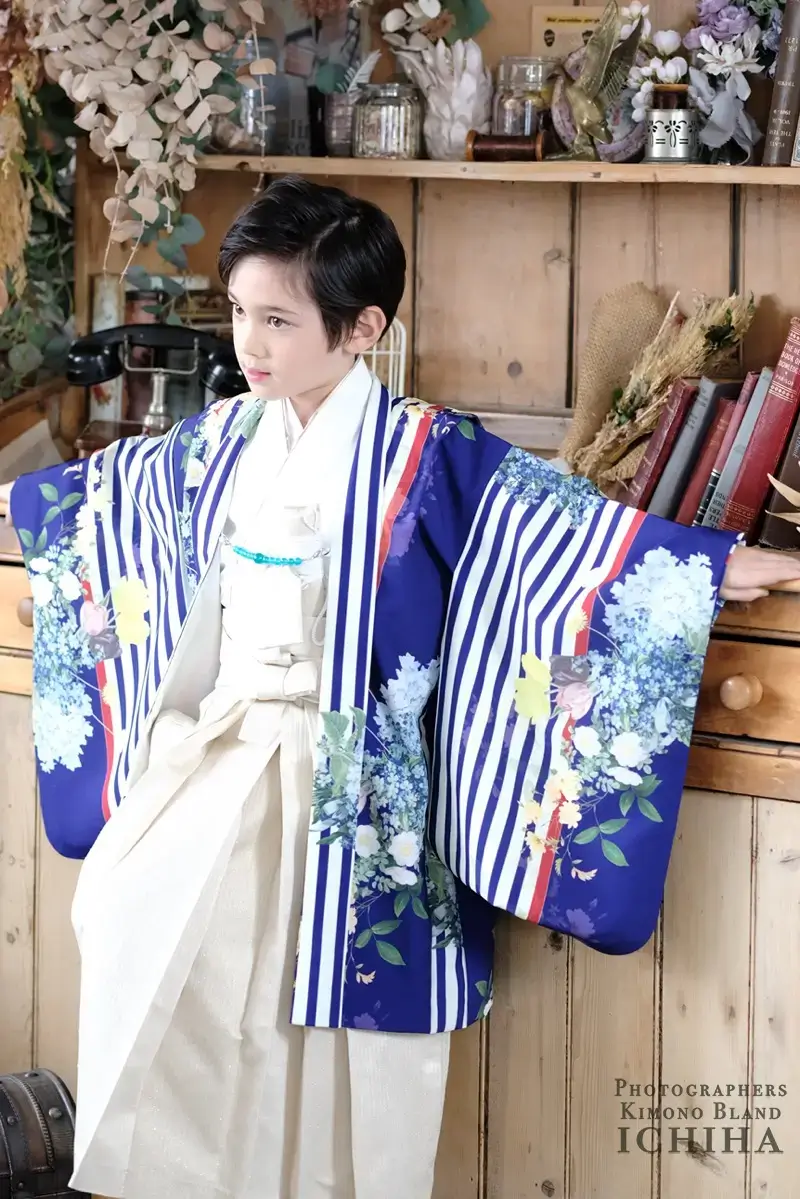 七五三 5歳 男の子 着物｜ストライプ 青花 レビュー一覧 |七五三
