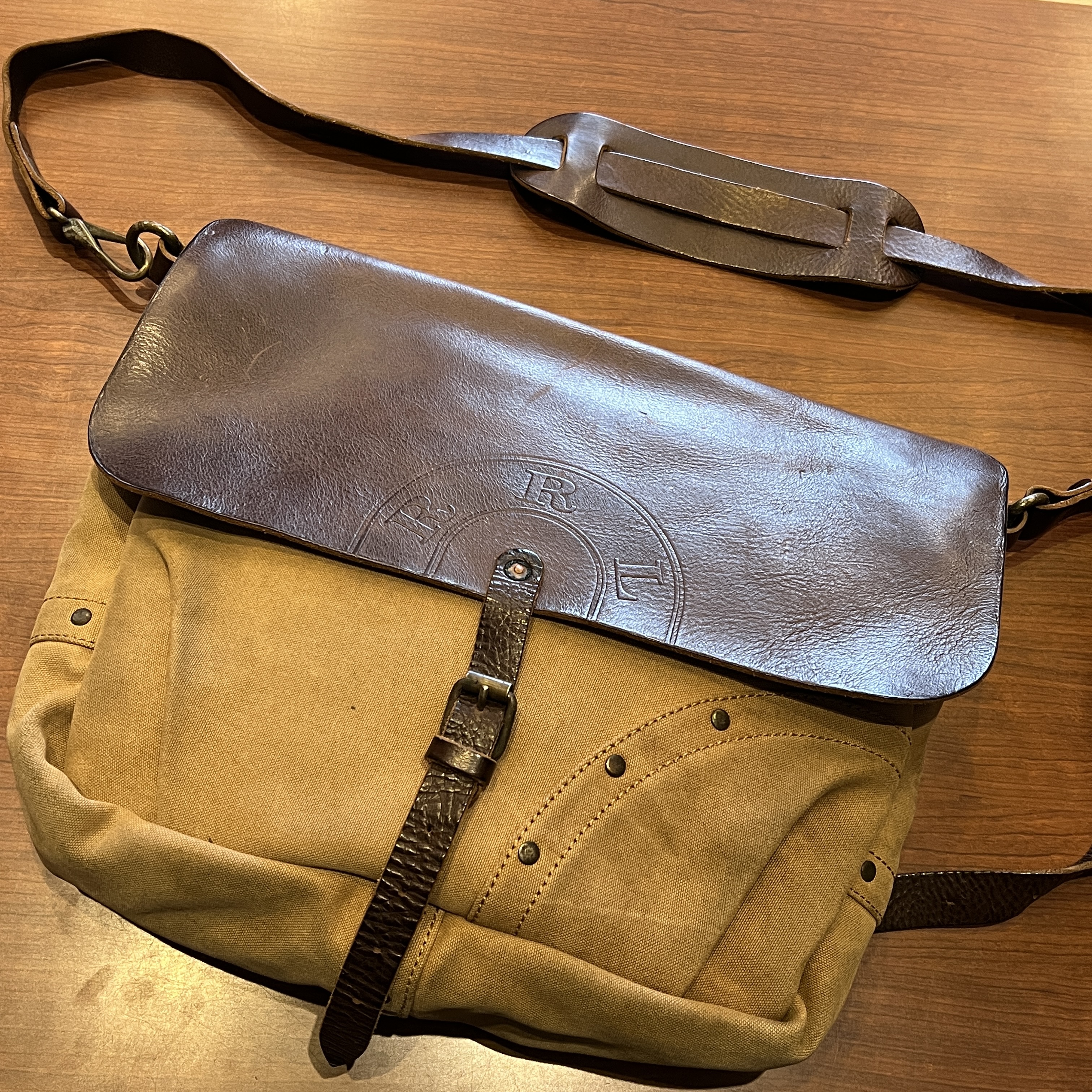 RRL LEATHER CANVAS MAIL BAG ITALY製｜SAFARI サファリ｜高円寺