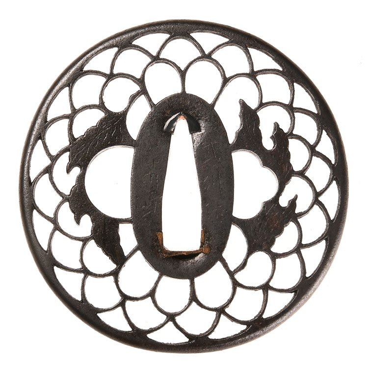 赤坂 銘忠時作 菊透鍔 ｜日本刀販売は永楽堂