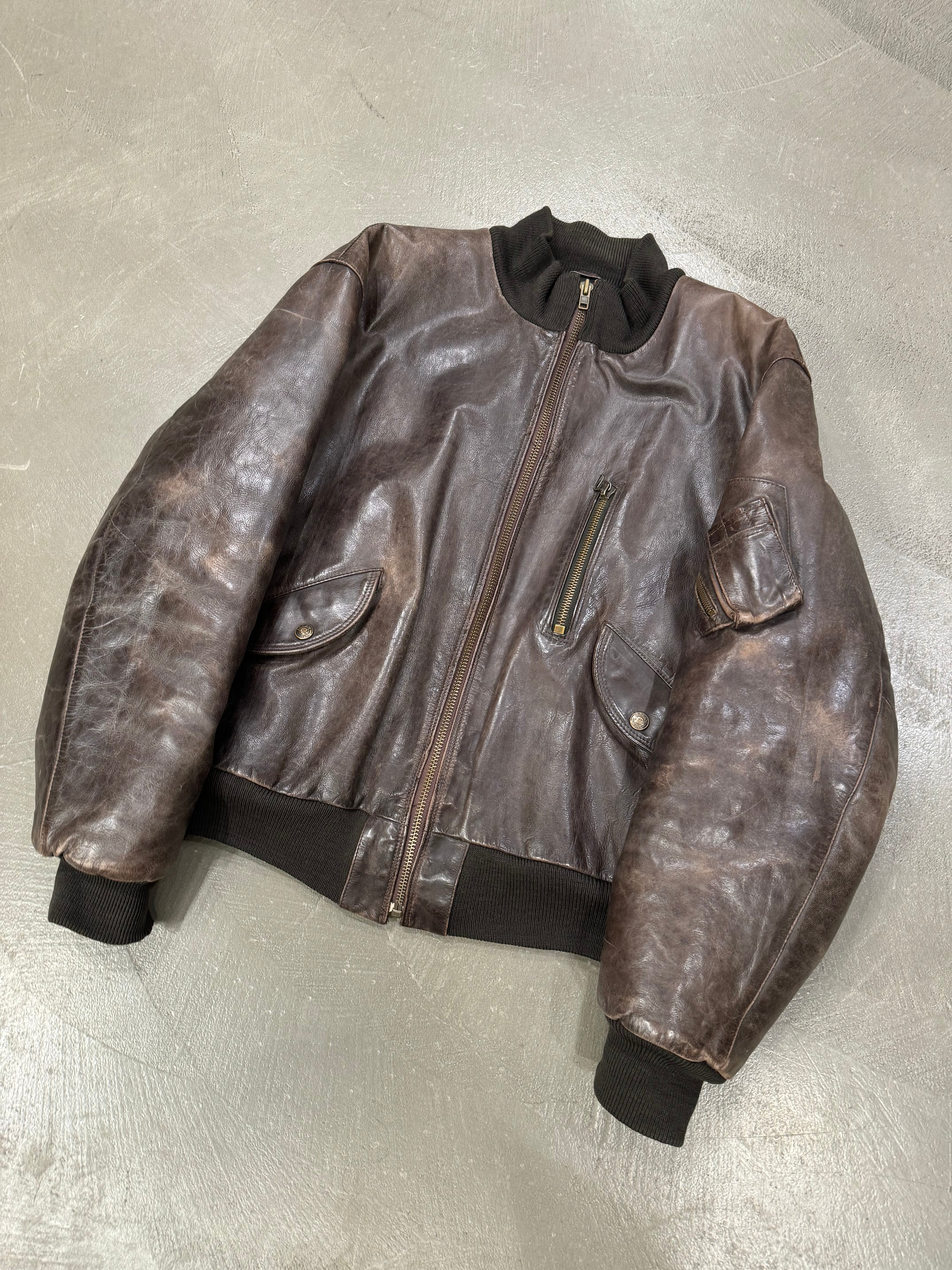 1980s Armani leather MA-1 bomber jacket