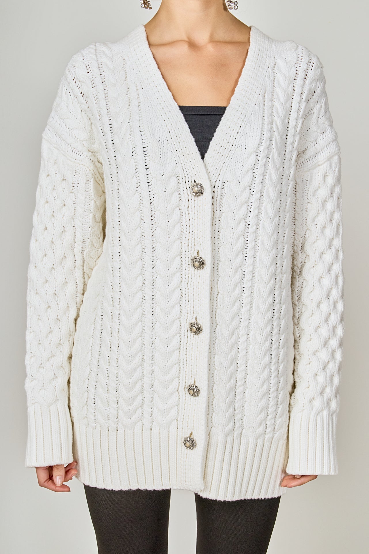 Oversized Cable Knit Cardigan – Endless Rose