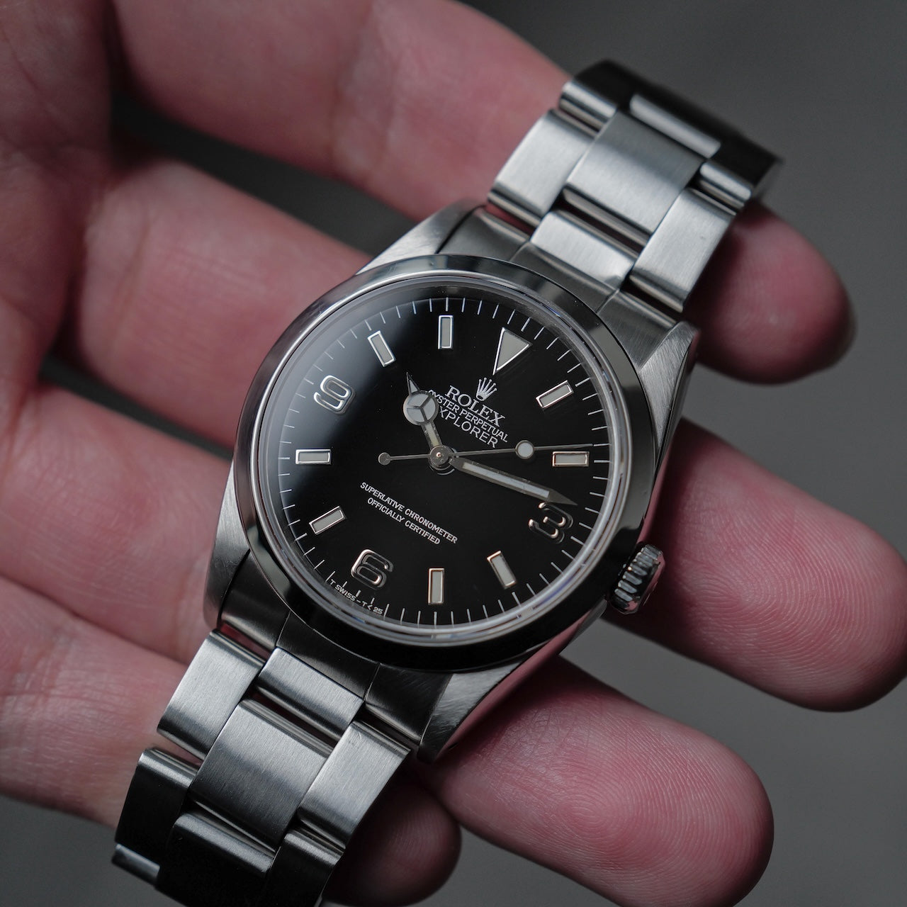 ロレックス/エクスプローラー1/14270/E番/ブラックアウト/シルバー