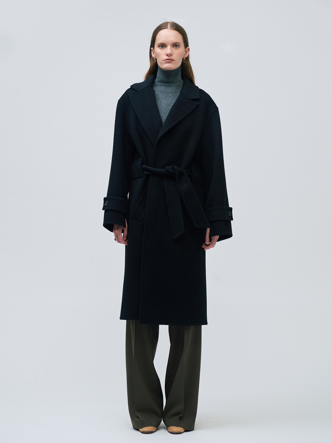 POSTELEGANT(ポステレガント) | ウールリバーコート - ブラック