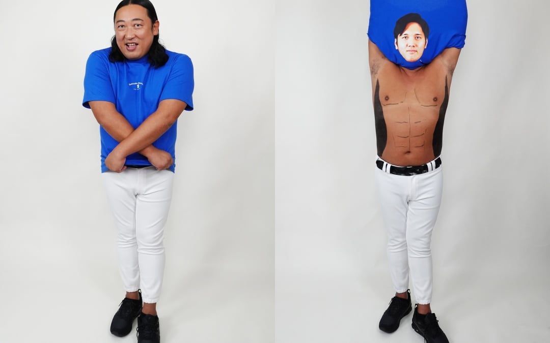 ロバート秋山の体モノマネTシャツが大谷翔平と山本由伸コラボ、Tシャツ