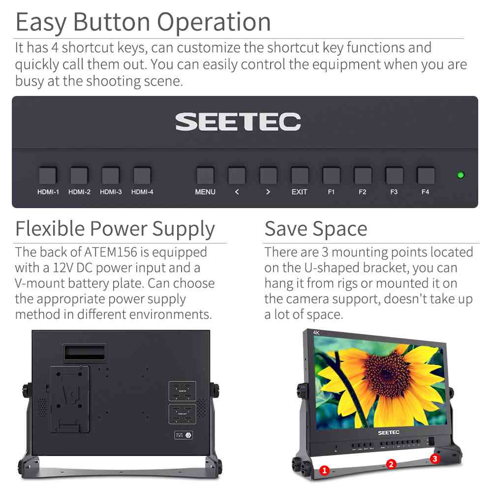 SEETEC ATEM156 Streaming Broadcast Monitor with 4 HDMI Input