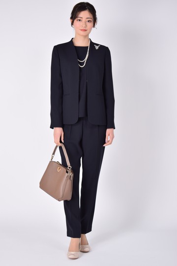 RIFANNE 東京ソワール セットアップ品ありネイビーパンツスーツセット