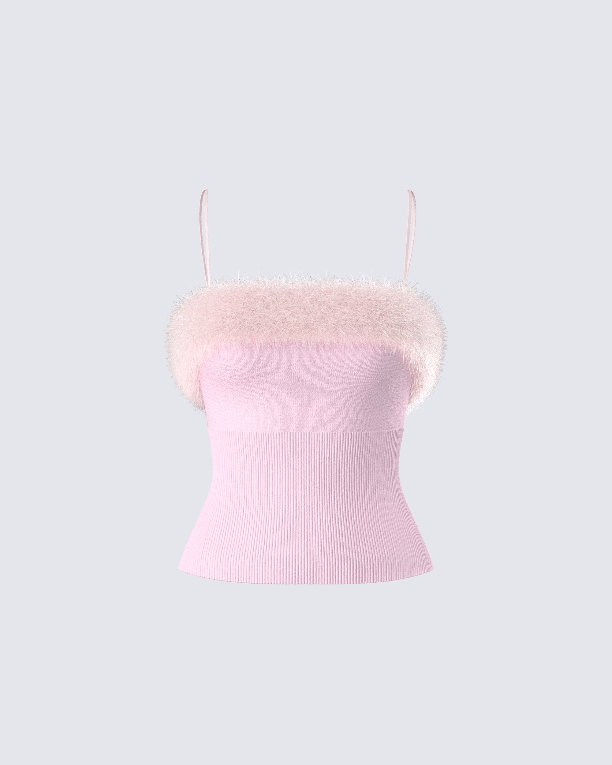 Karlissa Pink Fur Trim Cami Top – FINESSE