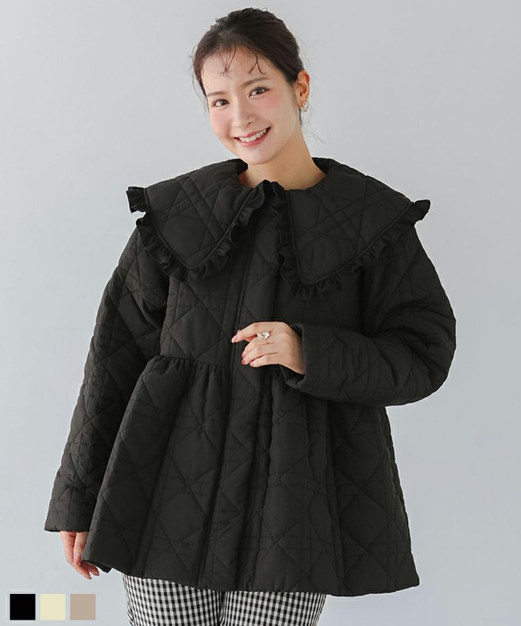ZOZO限定商品】ビッグカラーキルティングペプラムコート【宅配便