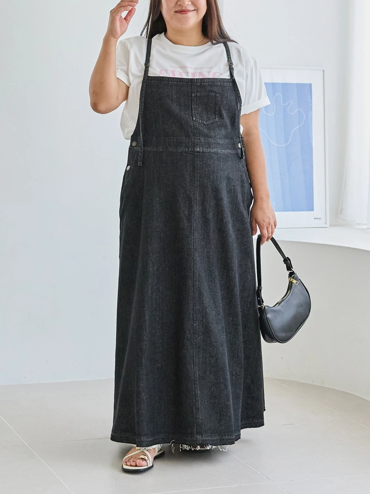 ブラック 【LAVEANGE(ラビアンジェ)】デニムジャンパースカート