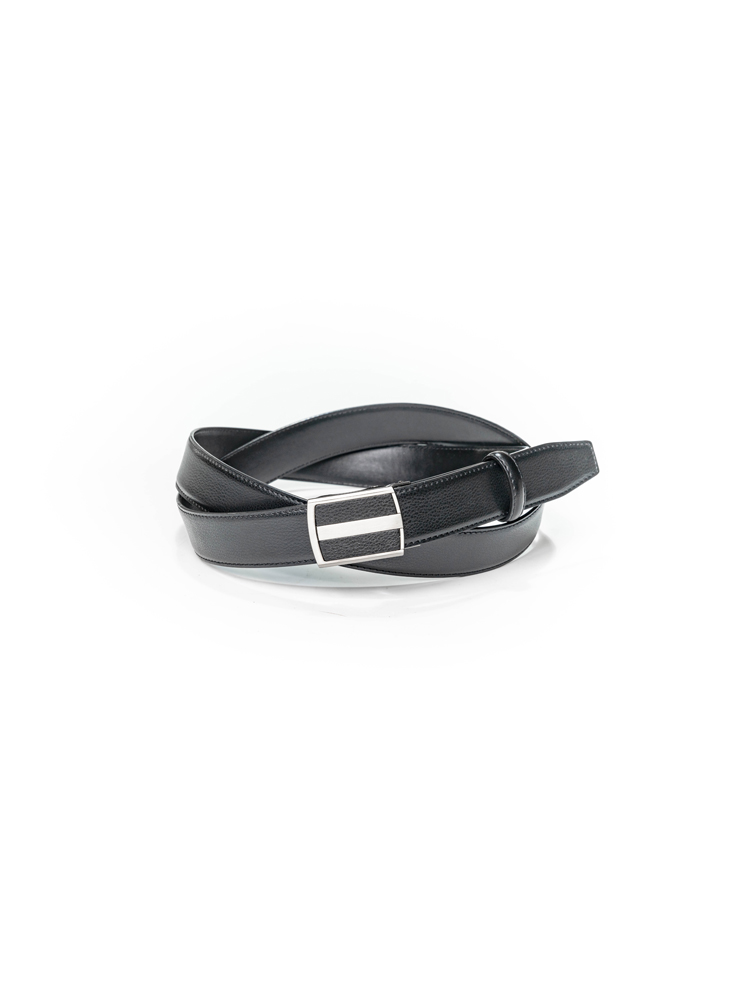 ブラック ビジネスベルト ロングタイプフィットバックル メンズ