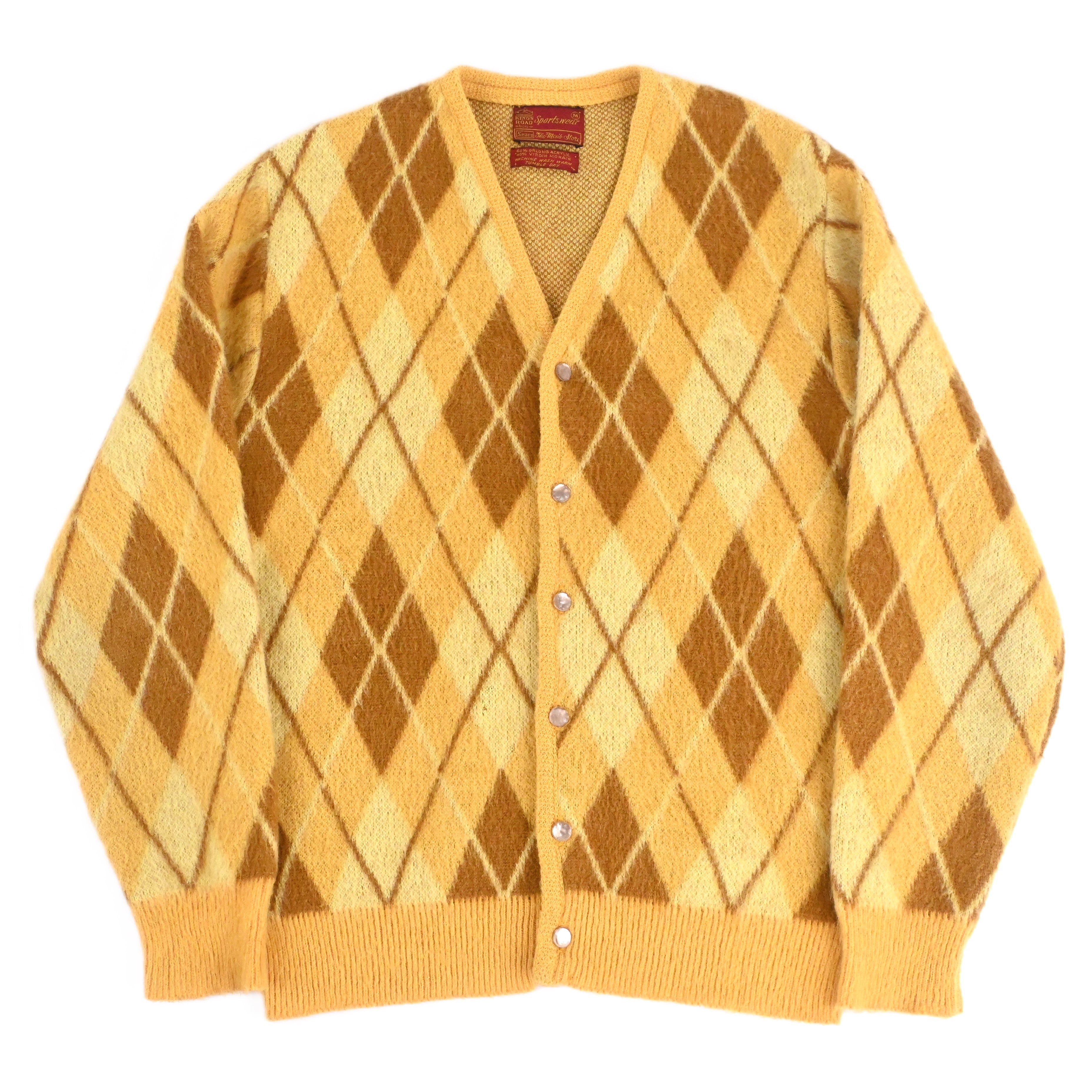 60's SEARS KINGS ROAD SPORTWEAR ARGYLE MOHAIR CARDIGAN size M