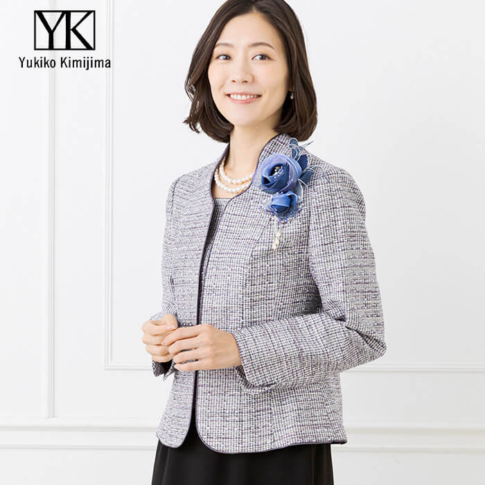 優しい色合いの米沢織ジャケット 9号・パープル｜東京ソワール