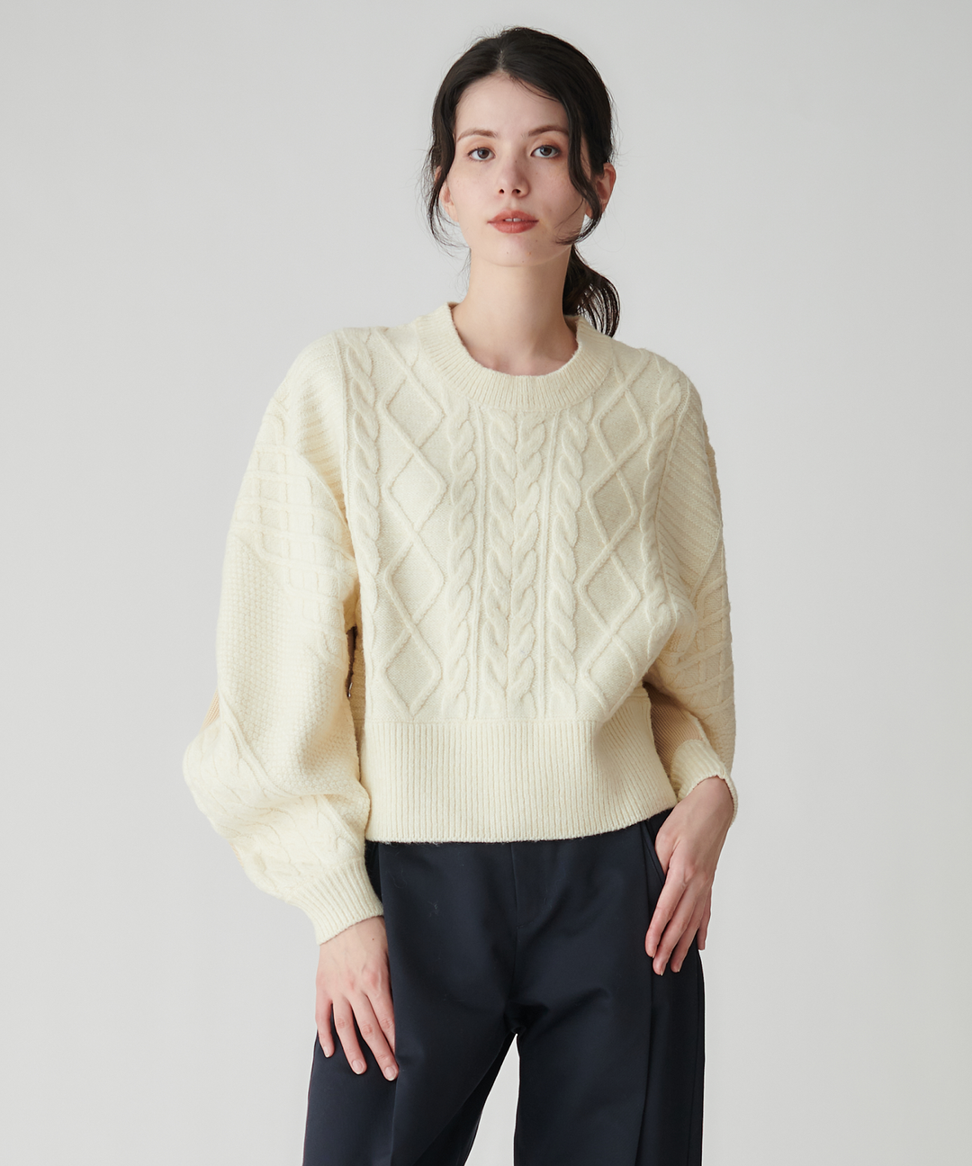 ケーブル畦配色ニット – FACE SANS FARD