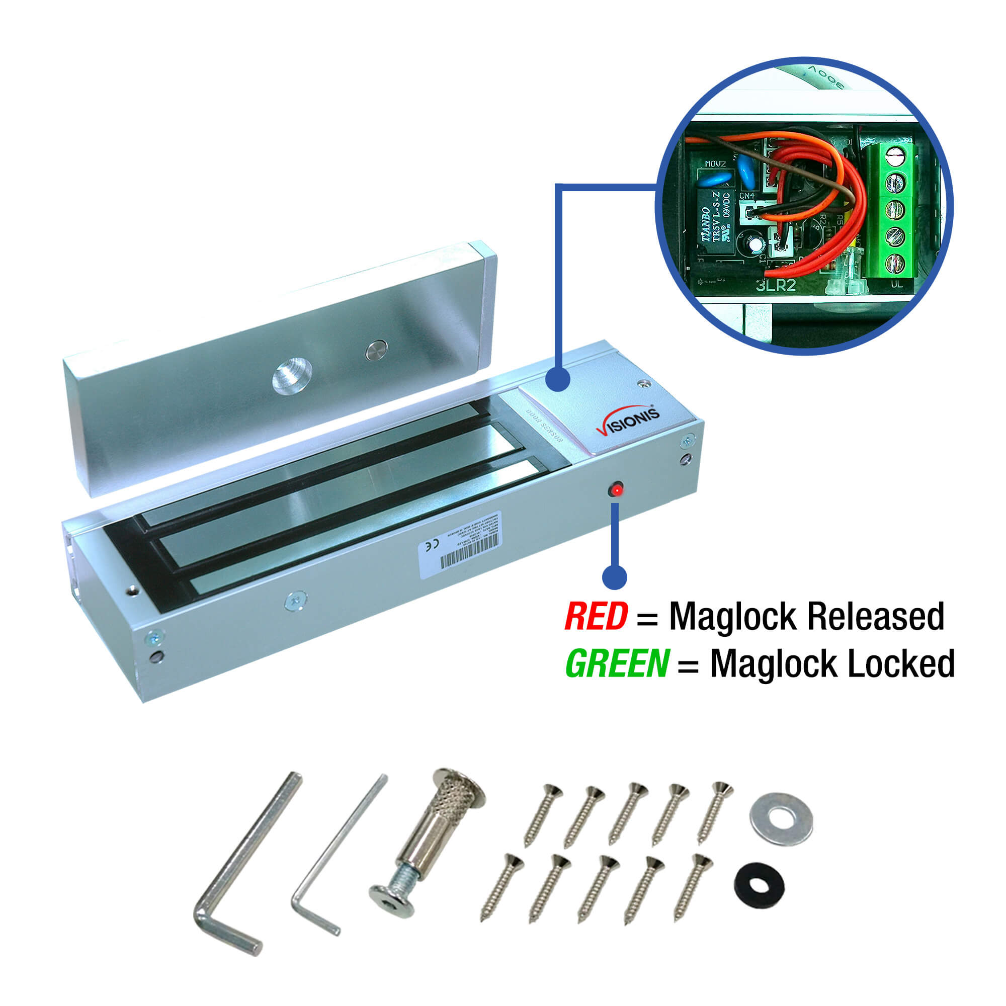 Indoor Magnetic Door Lock with 1200 lbs (545 kg) of Holding Force VIS-