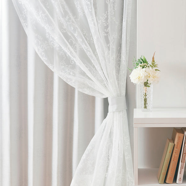 ブリス×ルシーラ ダブルカーテン H2000×W1000 ホワイト×ライトグレー