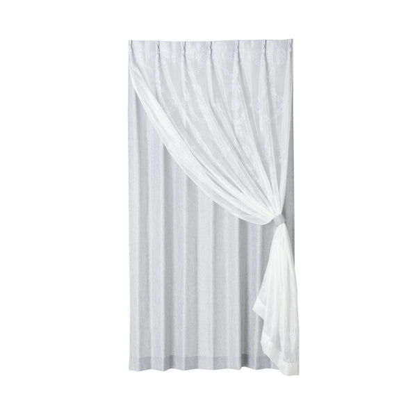 ラメ×リマニフィ ダブルカーテン H2000×W1000 グレー（レース&ドレープ