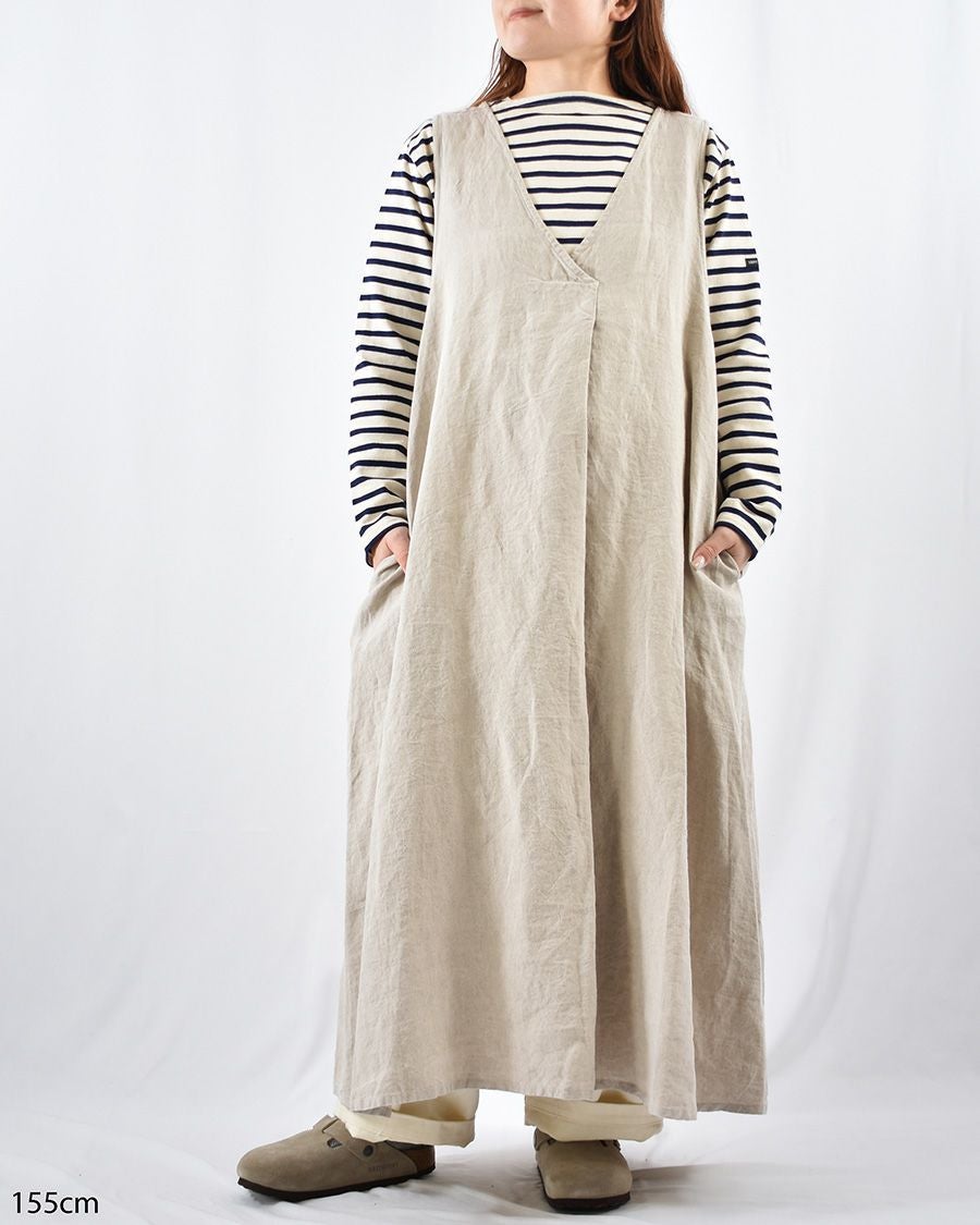 Sarahwear コットンリネンダンプサロペットジャンパースカート