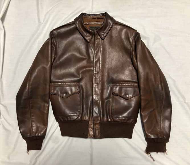 リアルマッコイズ A-2 袖・裾リブ交換：A2フライトジャケットの伸びや